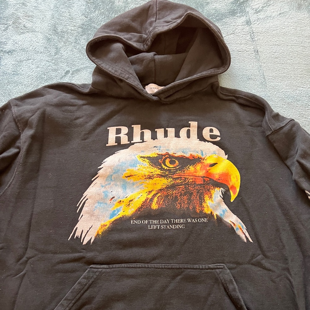 Rhude Black Bald Eagle Hoodie